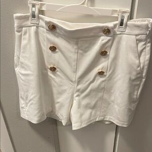 Nine West White High Waist Shorts with Gold Buttons